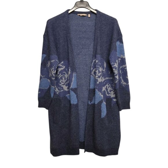 Soft Surroundings Womens Large Duster Cardigan Sweater Blue Open Front Casual - Picture 3 of 6
